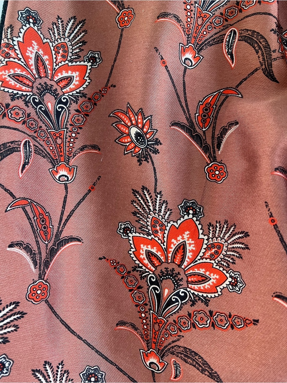 Scotch & Soda Rust Orange Floral Cropped Ankle Pants with Black Trim - Picture 5 of 6